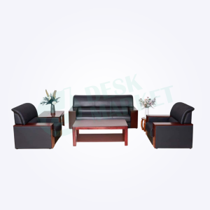 Salon en similicuir accoudoir en bois 05 places lux